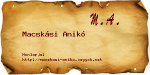 Macskási Anikó névjegykártya
